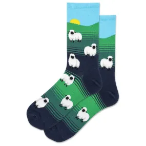 WOMEN'S FUZZY SHEEP LANDSCAPE CREW SOCK