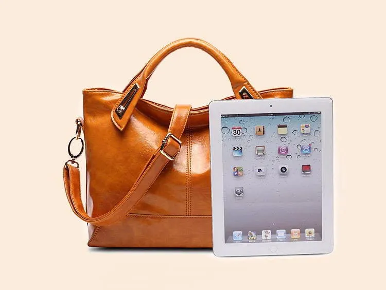 Women's Oil Wax Vegan Leather Hand Bag