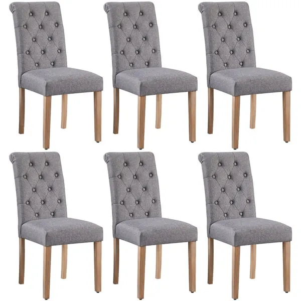 Yaheetech Dining Chairs Set of 6 Fabric Upholstered Dining Chairs