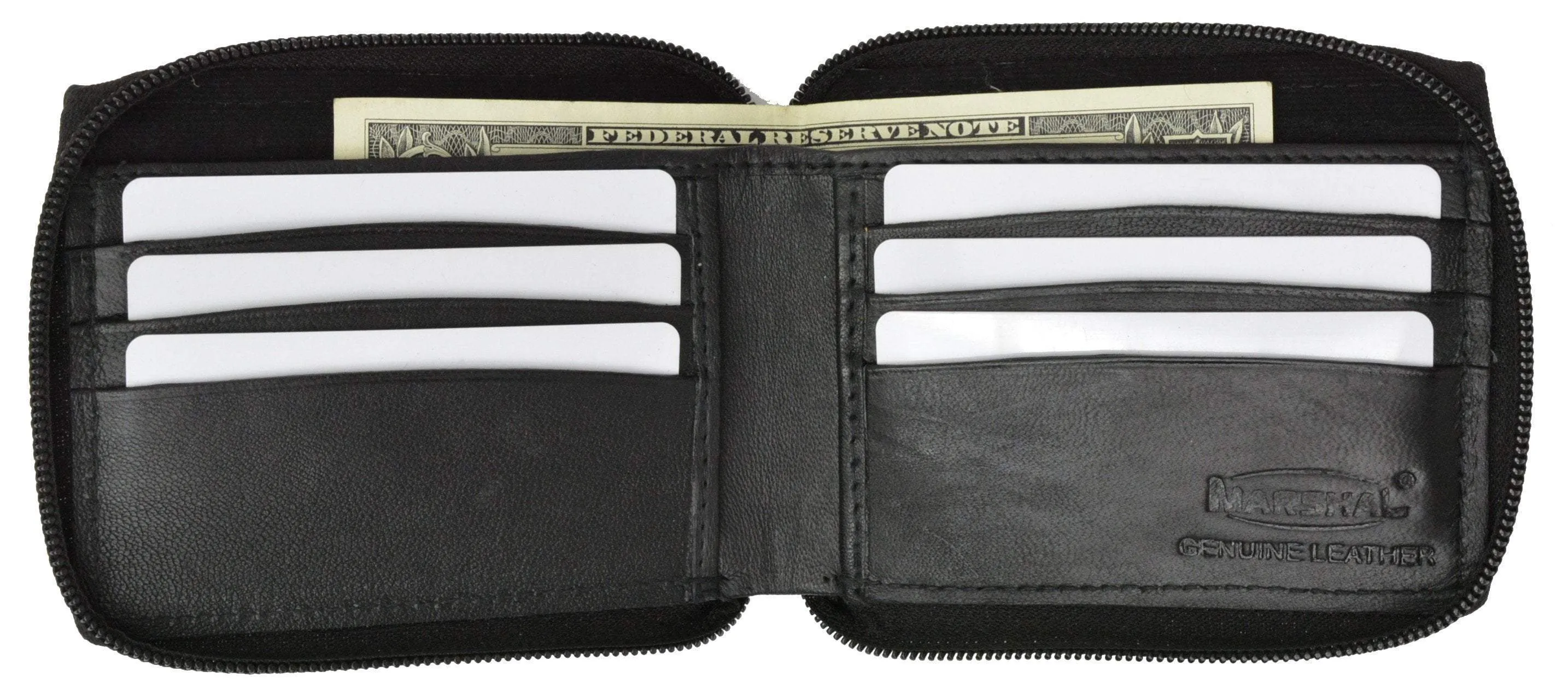 Zip-Around Bifold Premium Leather Wallet with Outside Pocket P 1674 (C)