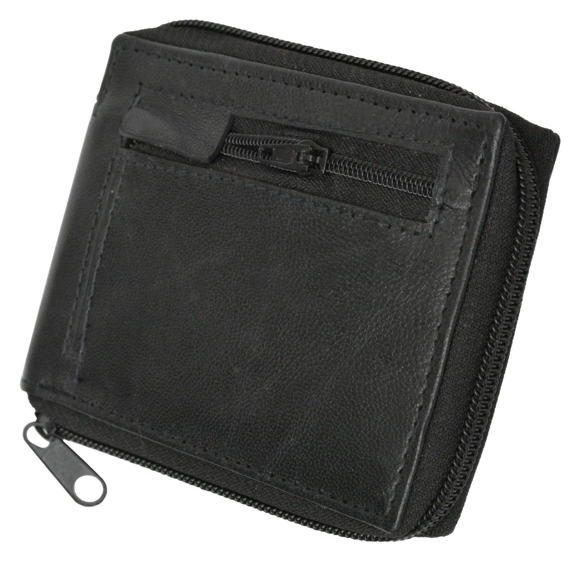 Zip-Around Bifold Premium Leather Wallet with Outside Pocket P 1674 (C)