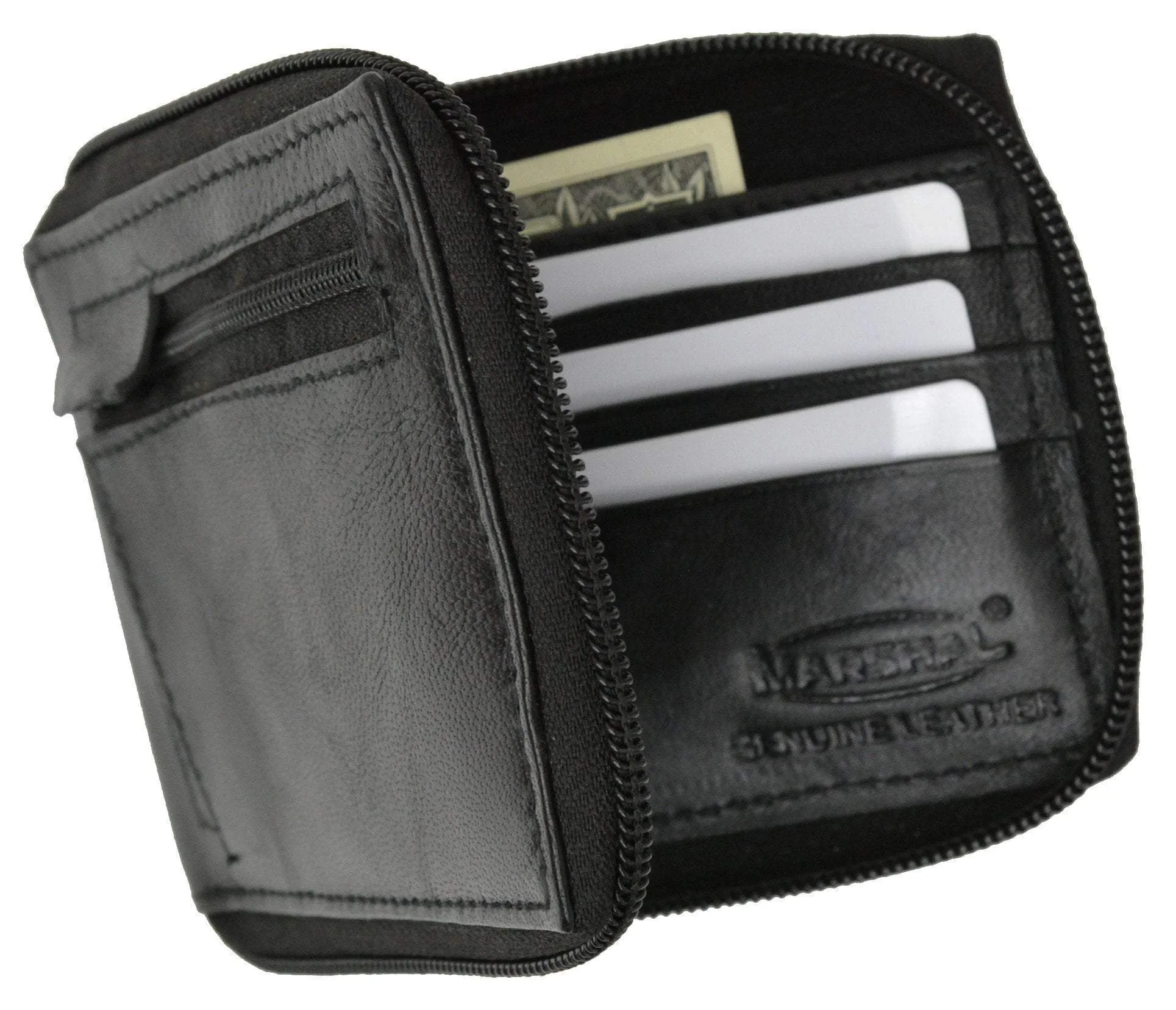 Zip-Around Bifold Premium Leather Wallet with Outside Pocket P 1674 (C)